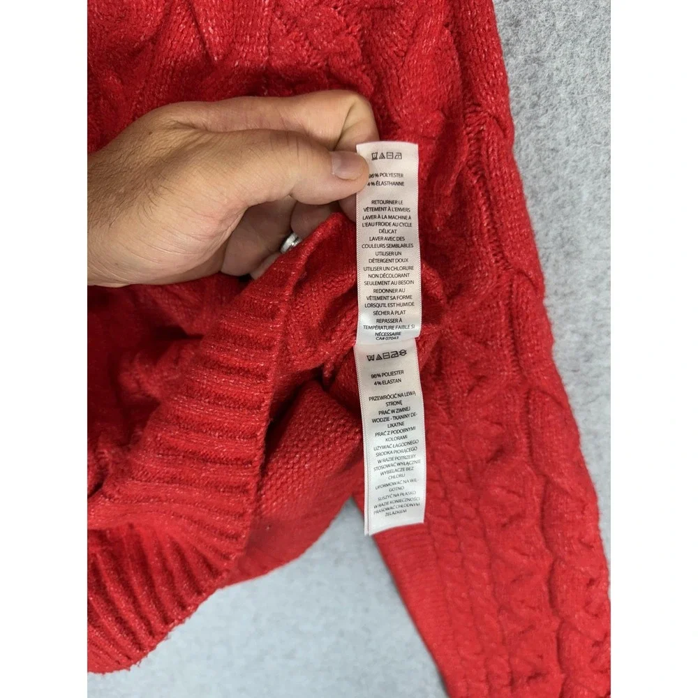 Sincerely Jules Sweater Womens Medium Red Cable Knit Crewneck Pullover Knitwear
